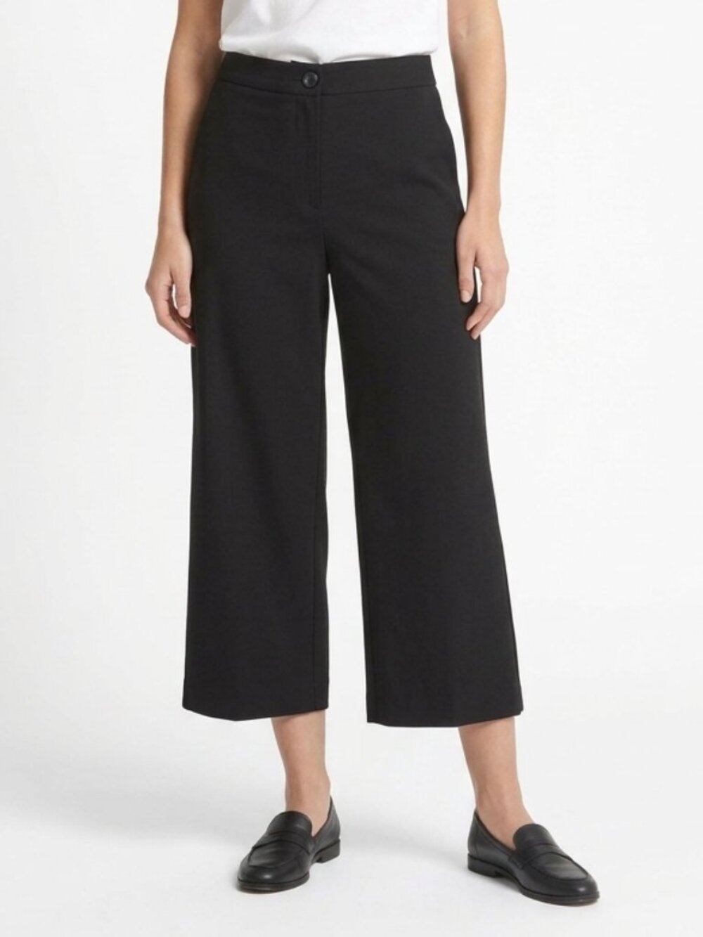 Banana Republic Black Wide Leg High Rise Cropped Trouser Pant Women's Size L